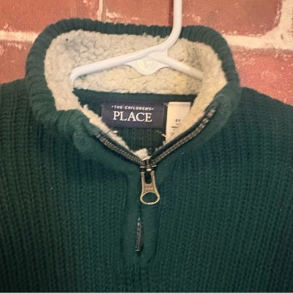 The Children's Place Dark Green Half-Zip Knit Sweater